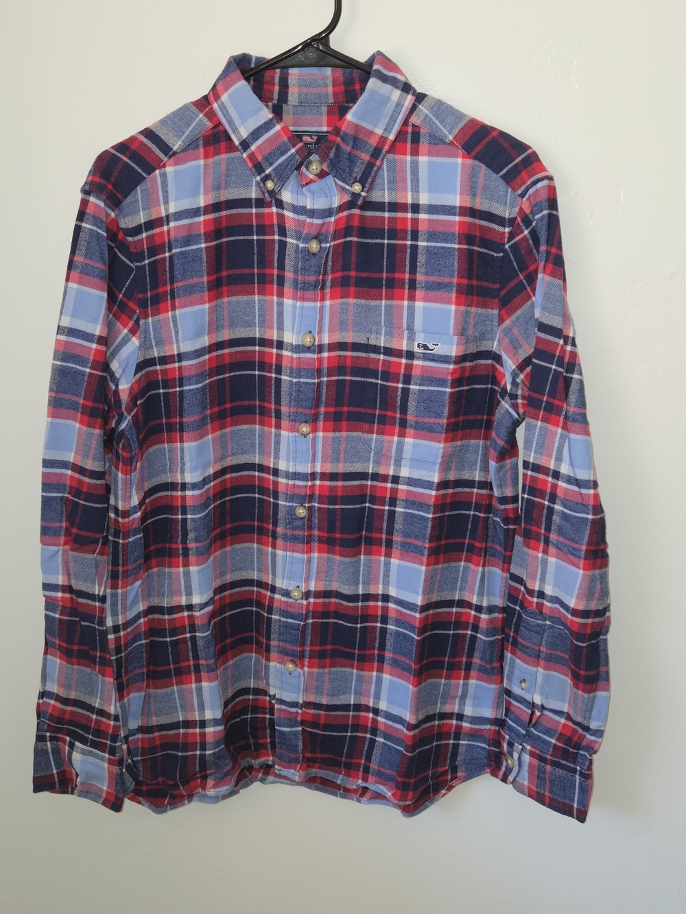 Vineyard Vines Men's Red & Blue Plaid Button-Down Shirt